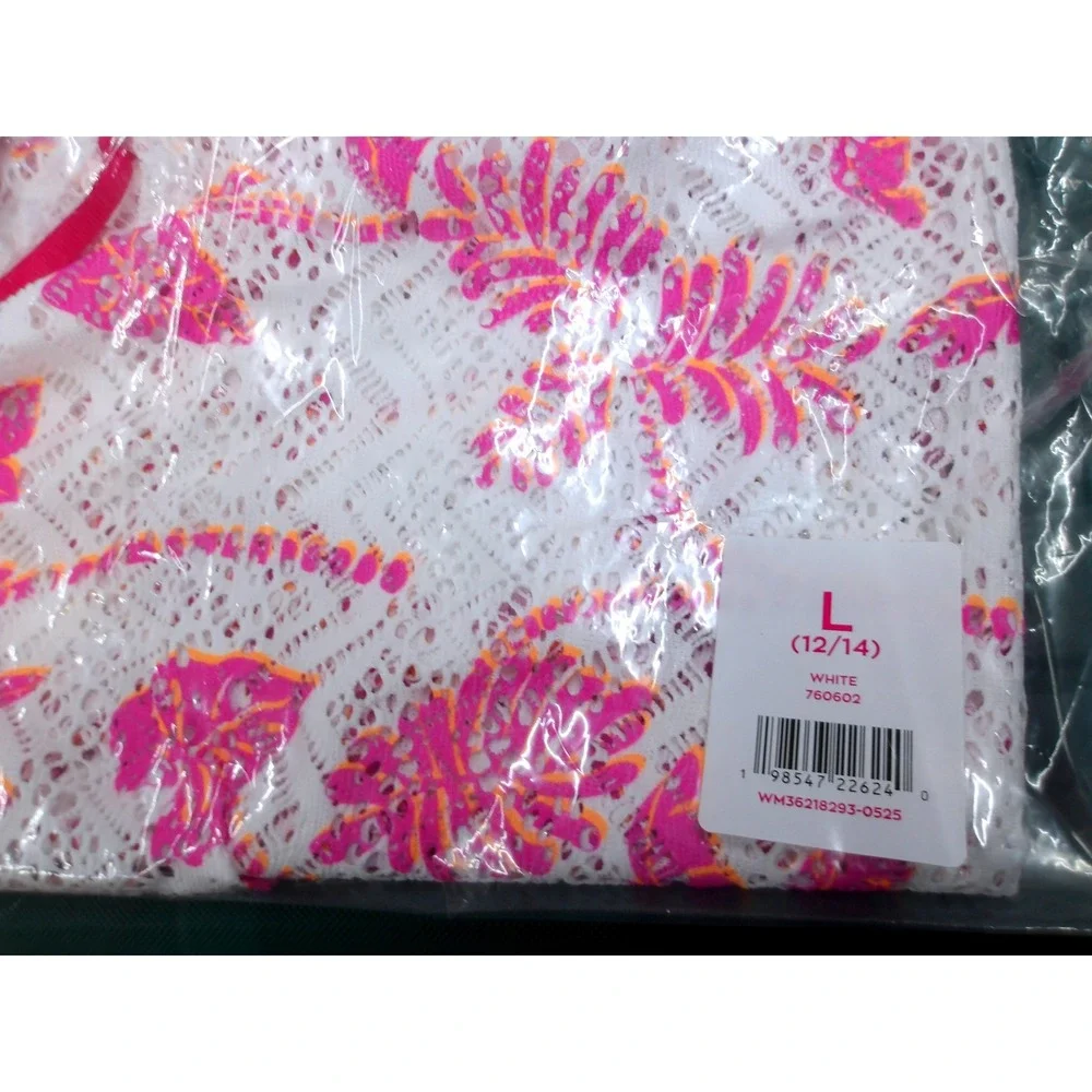 Justice Girls‎ L 12/14 Pink Palm Tree Lace Halter Cover Up Tropical / #26568
